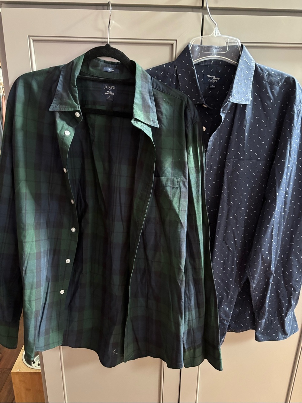 J. Crew Green and Navy Button-Down Shirts (2) size large